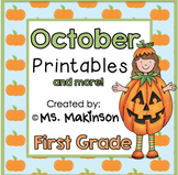 October Printables - First Grade Literacy, Math, and Science