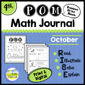 Preview of 4th Grade Math Word Problems OCTOBER Journal - 3 Formats Included