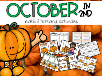 Preview of October (Pumpkins) Math and Literacy Center Activities for 2nd Grade