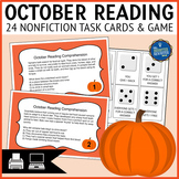 Halloween Nonfiction Reading Comprehension Task Cards and Game