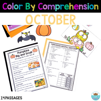 Preview of October Reading Comprehension Nonfiction Passages Color By Comprehension