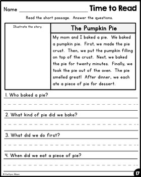 October Reading Comprehension Passages - Journal by Kaitlynn Albani