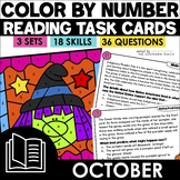 October Reading Comprehension Task Cards - Color by Number
