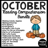 October Reading Comprehension Worksheet Bundle for Mid to 
