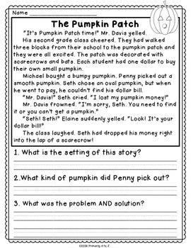 October Reading Comprehension & Written Response by Primarily A to Z