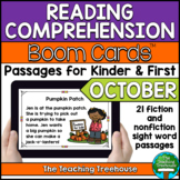 October Reading Comprehension for Kinder and First BOOM CARDS™