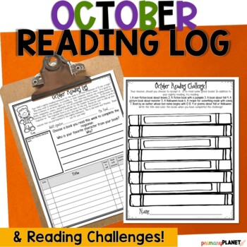 Preview of October Reading Log & Fall Reading Comprehension & Reading Challenges