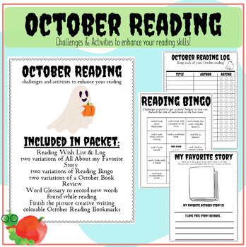 Preview of October Reading Packet: Reading Logs, Wish Lists, Challenges & Activities