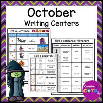 Preview of Occupational Therapy October Roll a Silly Sentence or Story Handwriting Centers