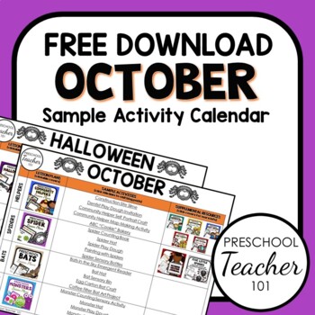 Preview of October Sample Activity Calendar for PreK and K
