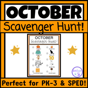 Preview of October Activity Scavenger Hunt Preschool Elementary Special Ed Fall Activity