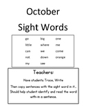 October Sight words
