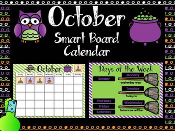Preview of October SmartBoard Calendar