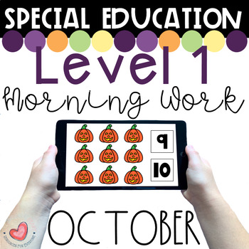 Preview of October Special Education Digital Morning Work-Level 1-Boom Cards™