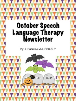 Preview of October Speech Language Therapy Newsletter Outline