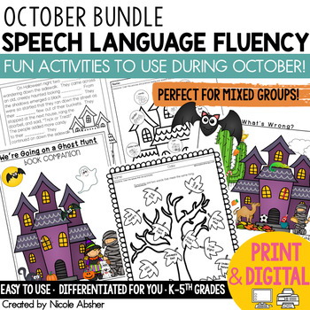 Preview of Halloween & Fall Speech Therapy Activities and Worksheets Bundle