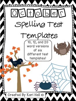 Preview of October Spelling Test Templates