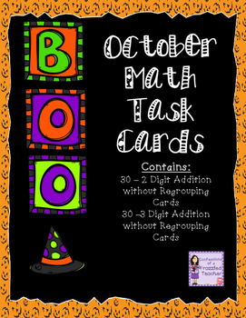 October Task Card Bundle - 2 and 3 Addition Without Regrouping