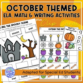 Preview of October Themed Adapted Unit for ELA, Writing and Math in SpEd or Autism Units