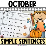 October Fall Themed Simple Predictable Sentences for Kinde