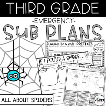 Preview of October Third Grade Spiders Emergency Sub Plans