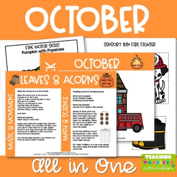 Preview of October Toddlers Curriculum Lesson Plan and Activities