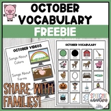 October Vocabulary Freebie for Speech and Language Therapy
