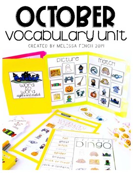 Preview of October Vocabulary Unit-  for Student's with Special Needs