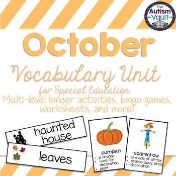 Preview of October Vocabulary Unit for Special Education