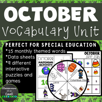 Preview of October Vocabulary Unit for Special Education