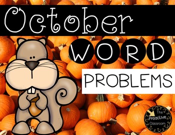 Preview of October Word Problems First Grade Addition and Subtraction Warm Ups