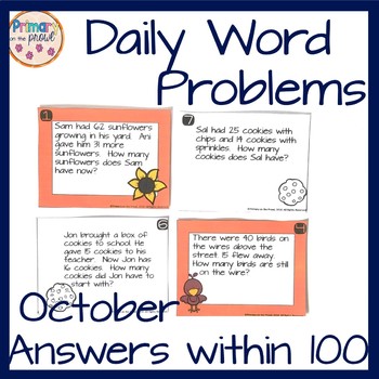 Preview of October Word Problems within 100- Fall themes