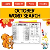 October Word Search Puzzle Worksheet | Fall Word Search | 