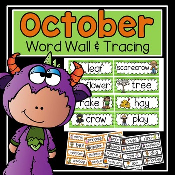 Preview of Word Wall and Tracing: October (fall, handwriting, vocabulary)