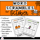 October Word Work: Word Scramble Puzzles