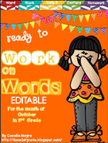 October Word Work  for 2nd Grade  EDITABLE