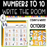 October Write the Room Numbers to 10 Halloween math center