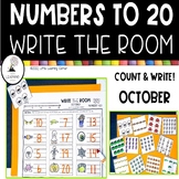 October Write the Room Numbers to 20 Halloween math center