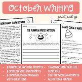 October Writing Bundle, Comprehension, Writing Prompts, Ha