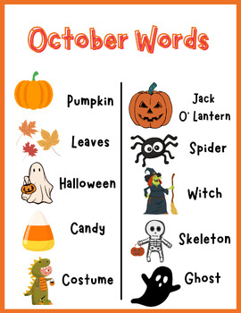 Preview of October Writing Center Words