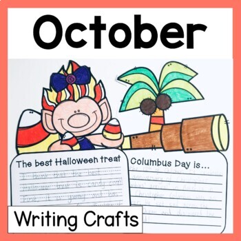 Preview of October Writing Crafts | No Prep October Writing Prompts Halloween Craft