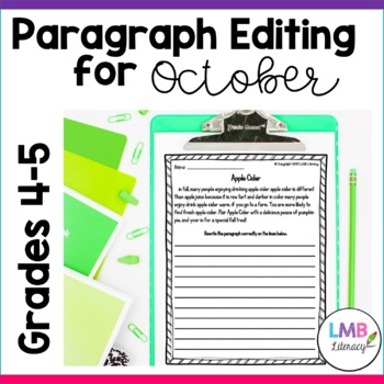 Preview of October Writing: Daily Paragraph Editing Worksheets