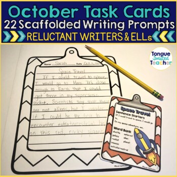Preview of October Writing Journal Task Cards Fall Writing Prompts