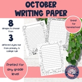 October Writing Paper | October Writing Paper with drawing boxes