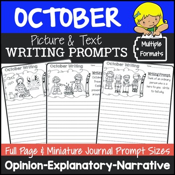 Preview of October Writing Picture Prompts | October Journal Prompts with Pictures