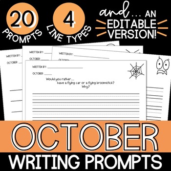 Preview of October Writing Prompt Sheets