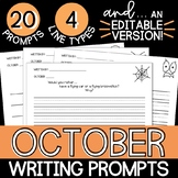 October Writing Prompt Sheets