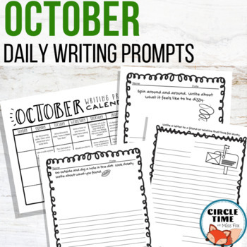 Preview of October Writing Prompts Fall NO PREP Daily Journal