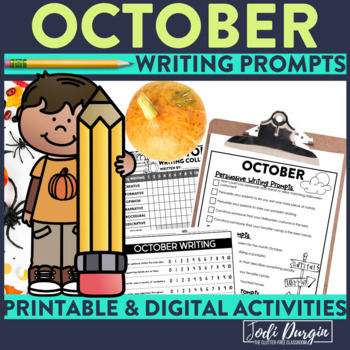 Preview of OCTOBER JOURNAL PROMPTS fall writing activities seasonal writing packet rubric