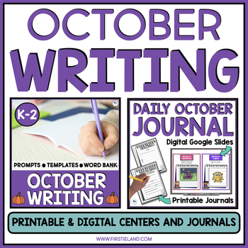 Preview of October 1st Grade Journal Writing | Halloween Writing Prompts | Kindergarten